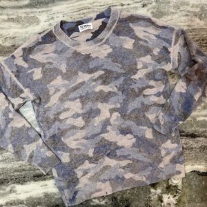 27 Miles Malibu 100% Cashmere Gray and Blue Camouflage Sweater